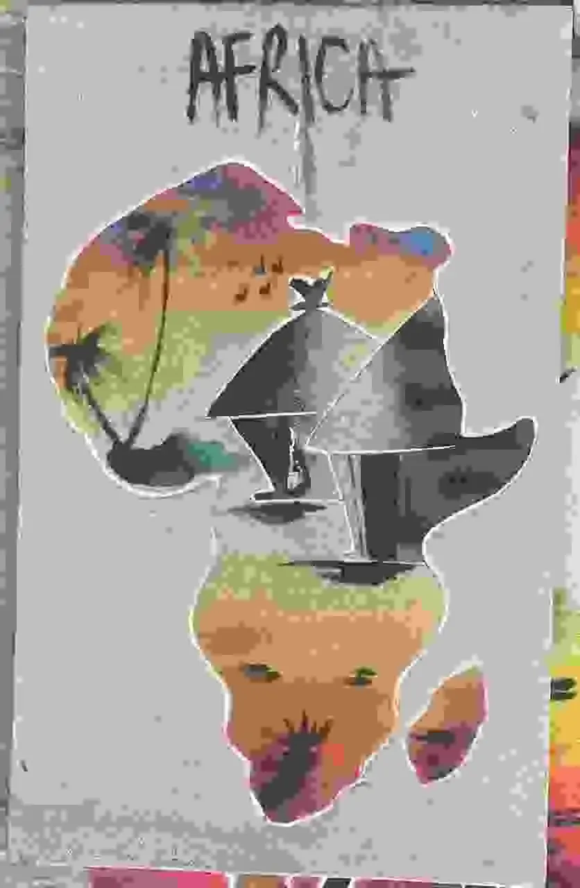 Carte d'Afrique en sable, dimensions 48/30