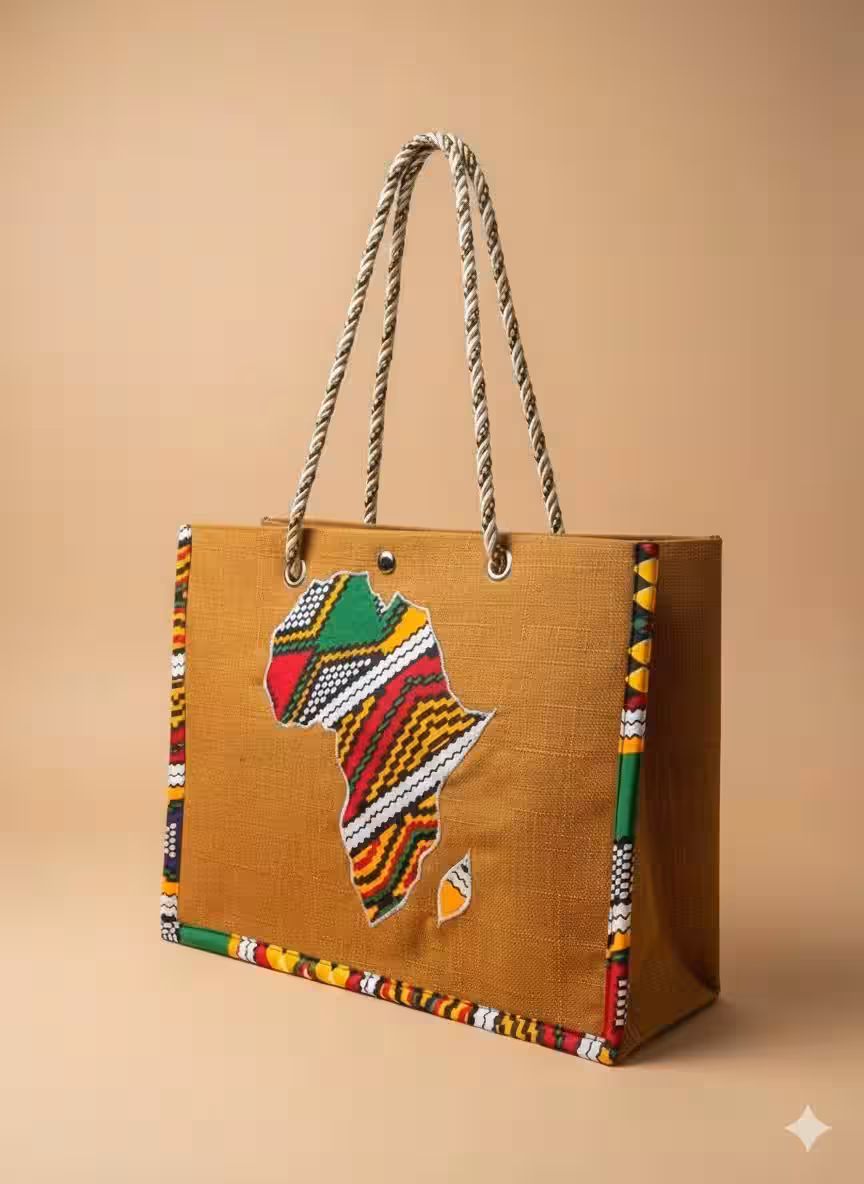 Africa Map Fabric Bag