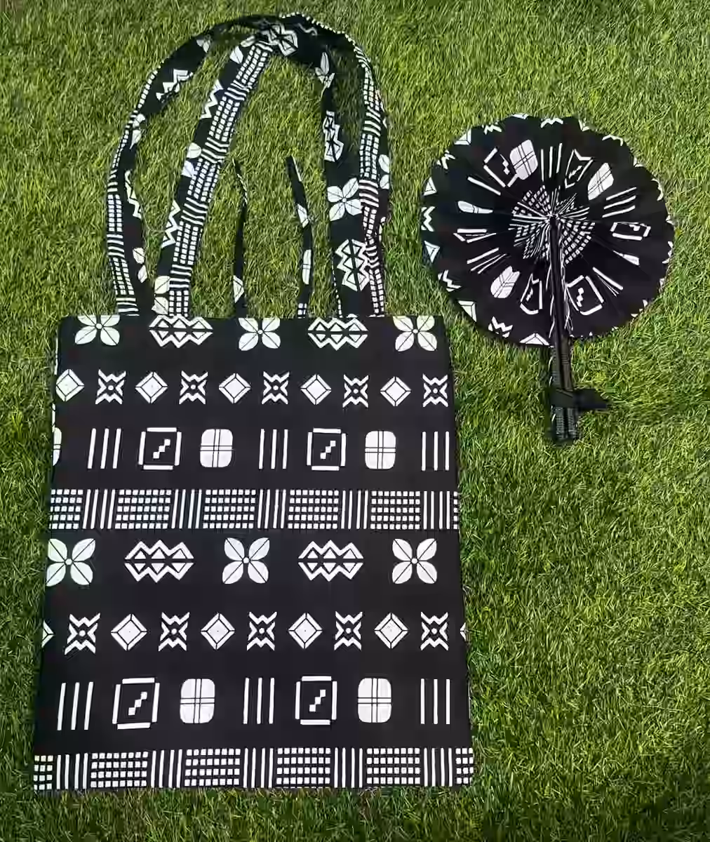 Wax Fabric Bag and Fan Set — vue 9