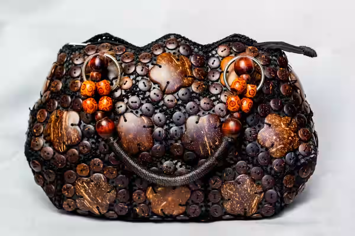 Sac en Perles de Bois et Coquille de Coco