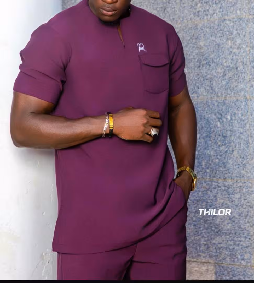 Men's short-sleeved outfit in Italian Chanel cotton — vue 2