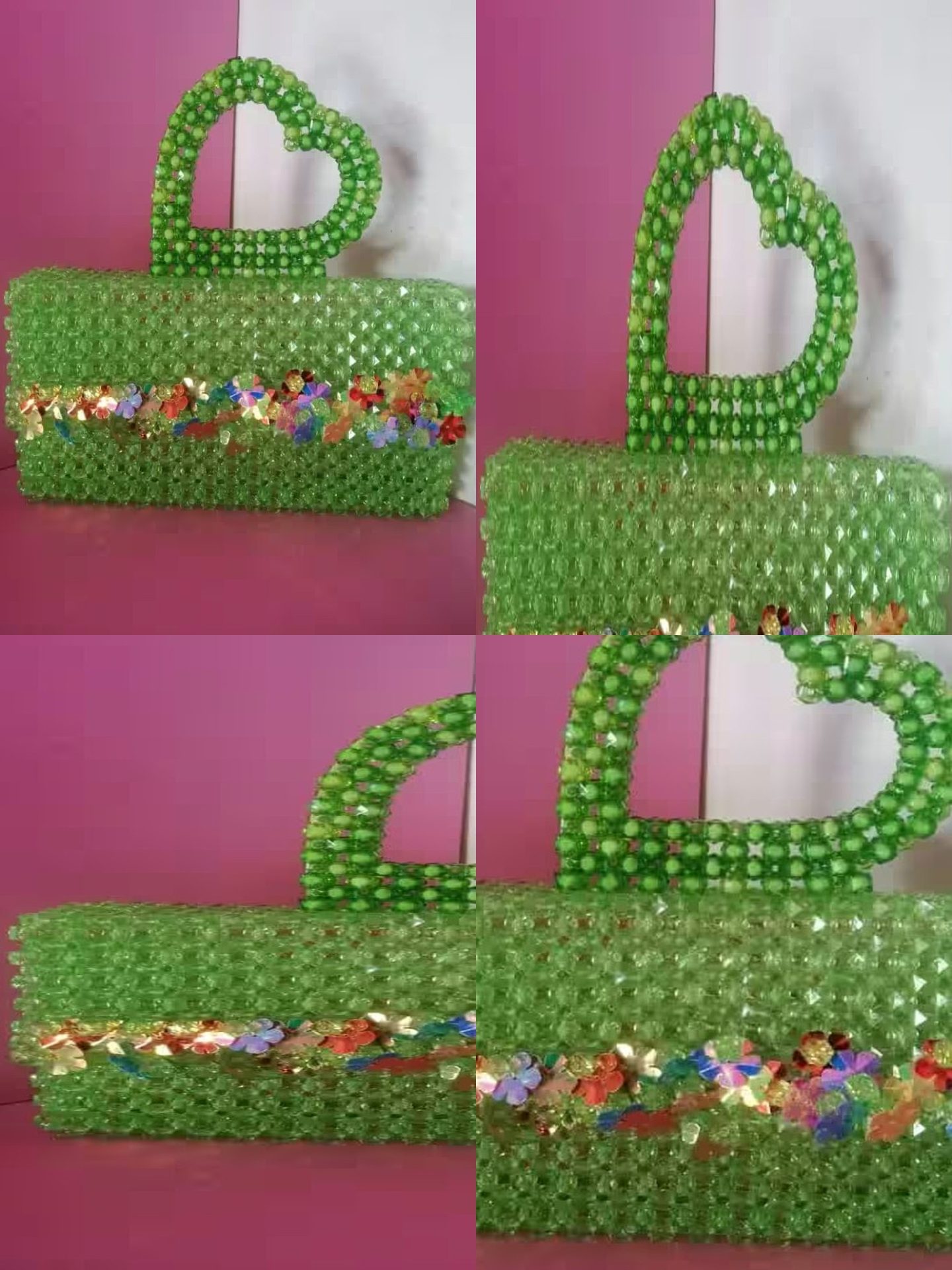 Beaded Green Heart-shaped bag — vue 2