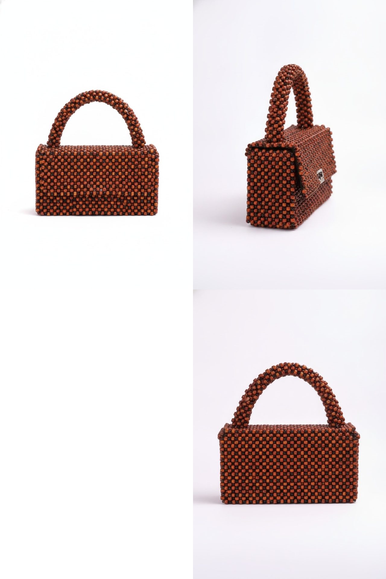 Handmade red and black beaded bag