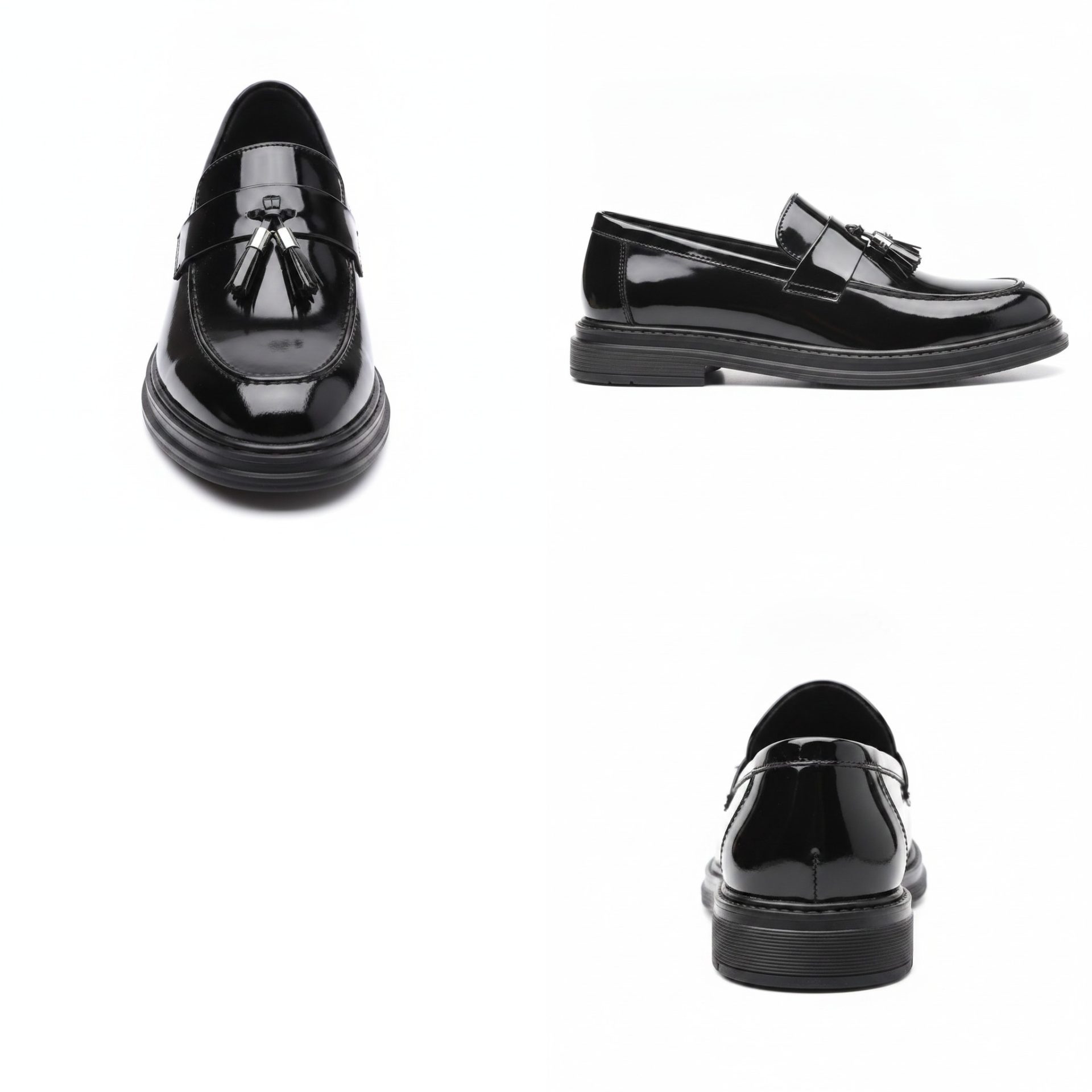 Men's Black Glossy Tassel Oxford Slip-On Loafers — vue 4