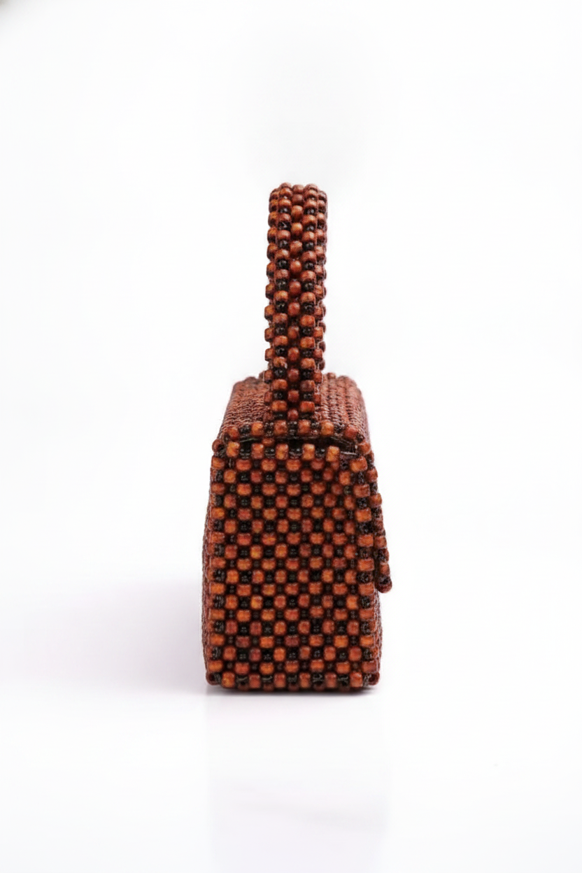 Handmade red and black beaded bag — vue 5