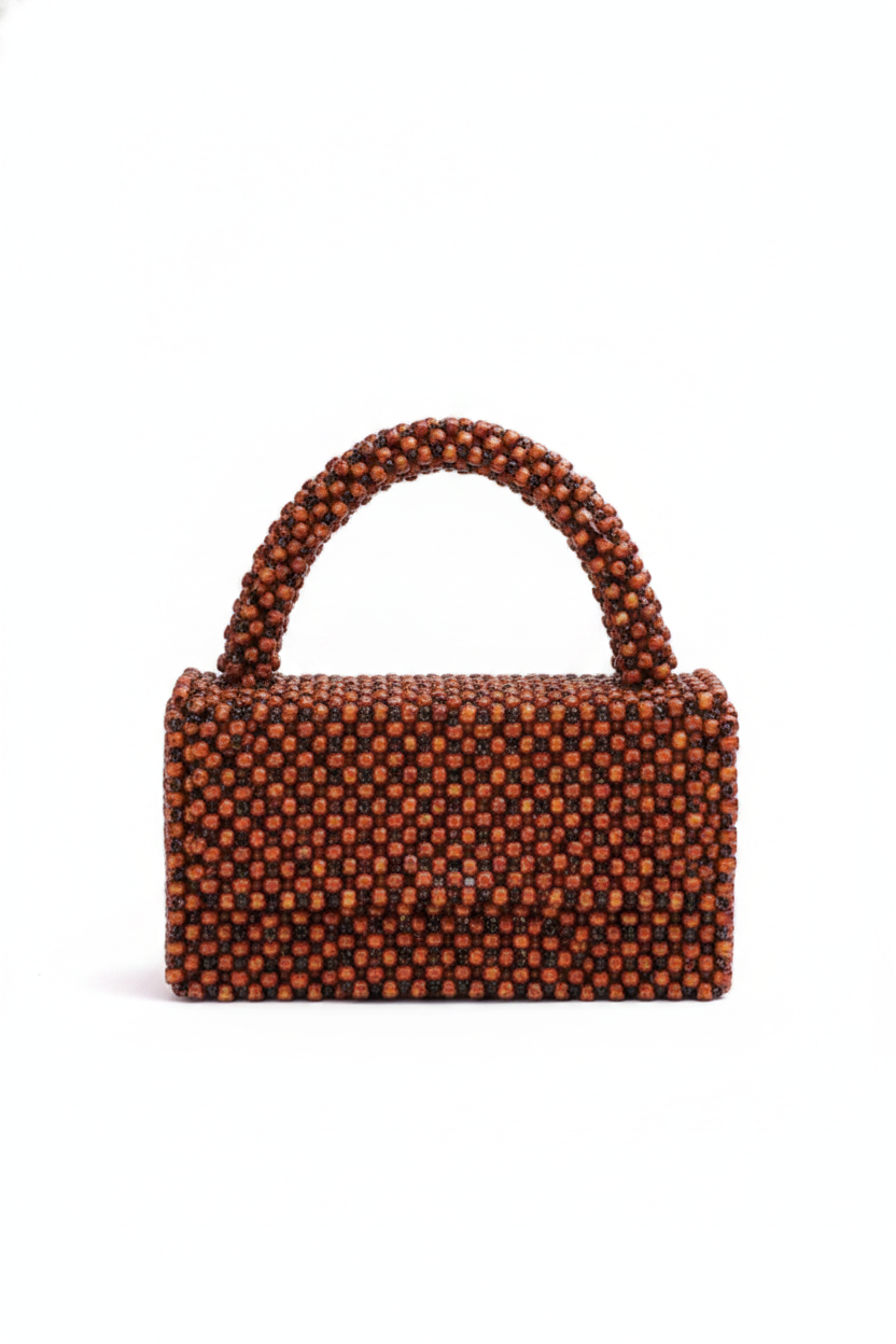 Handmade red and black beaded bag — vue 6