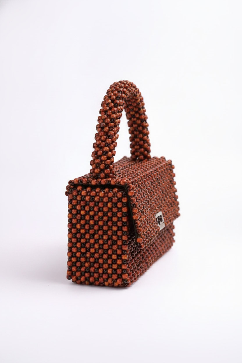 Handmade red and black beaded bag — vue 7