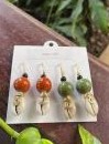Handmade "Nadjoa Beads" Earrings — Beads and Cowrie Shells — vue 2