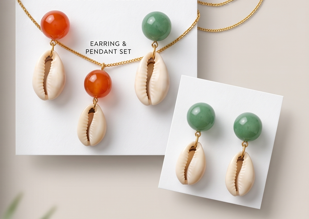Handmade "Nadjoa Beads" Earrings — Beads and Cowrie Shells