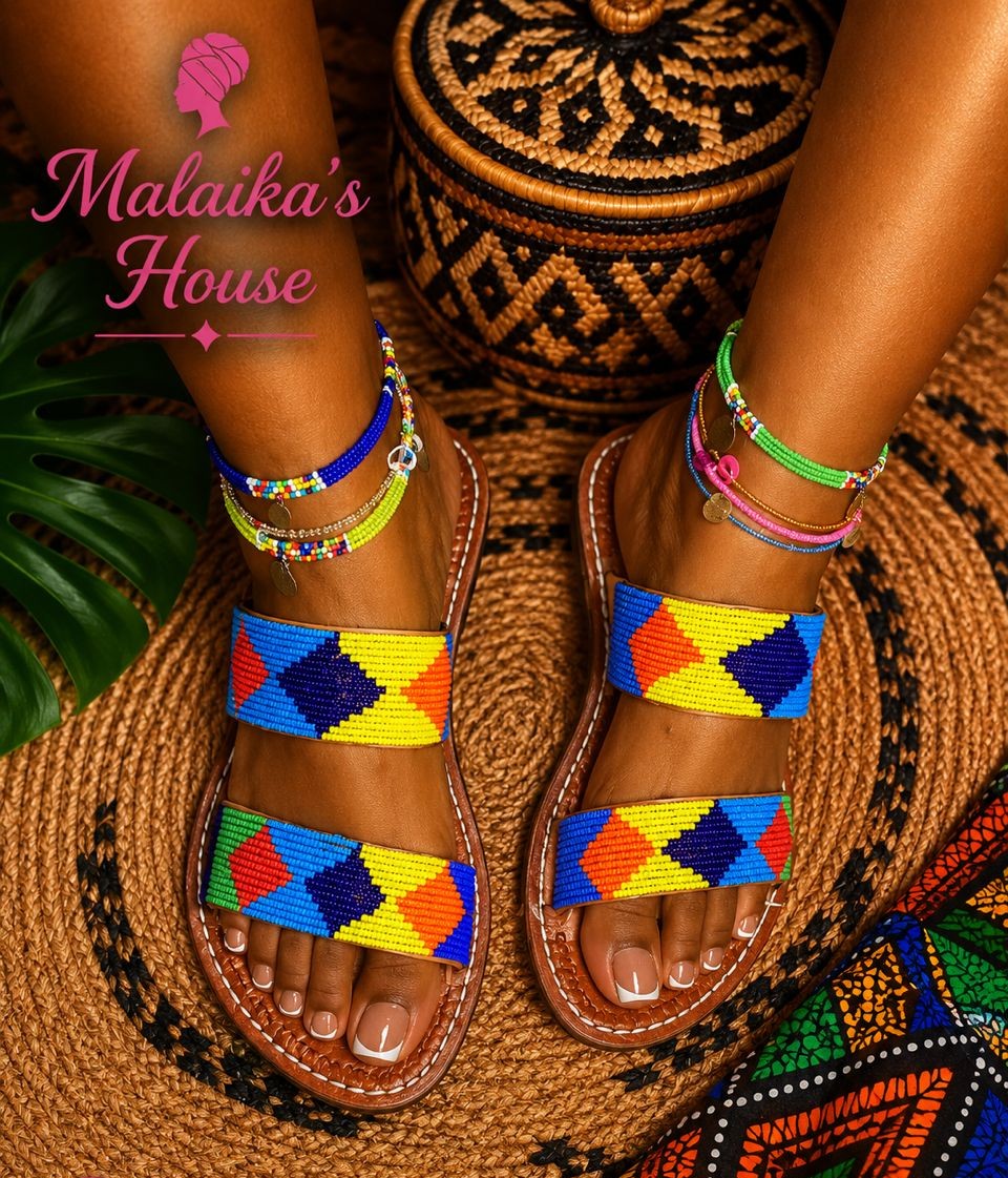 BABOUCHES CUIR — Losanges Multicolores