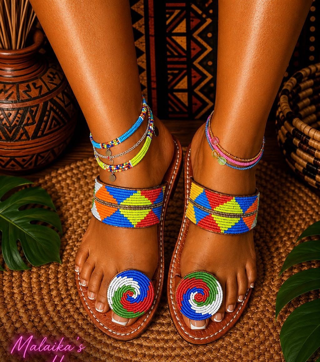 BABOUCHES CUIR — Losanges Spirale