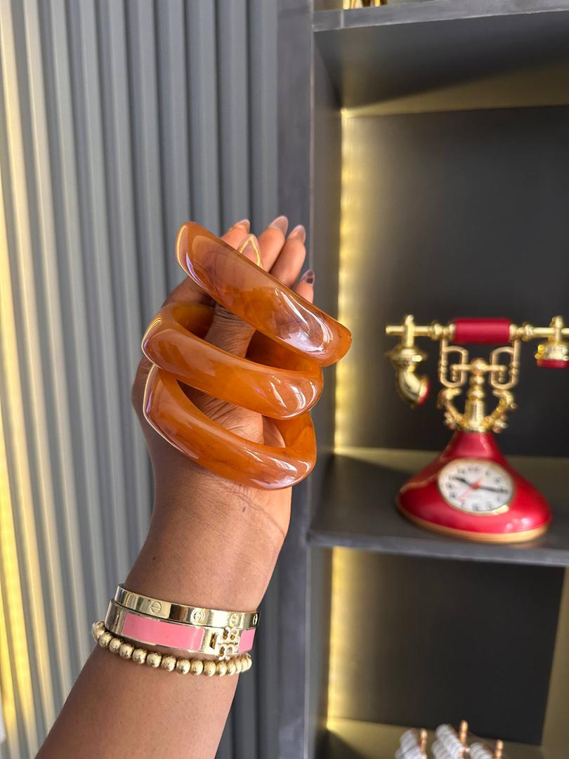 Gold Screw-Motif Bangle Duo