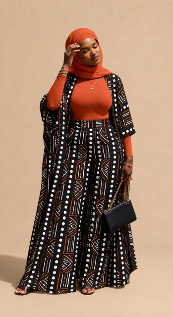 Hani Kimono & Palazzo Set — Orange Polka Dot