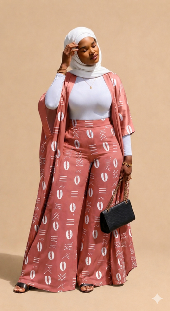 Hani Kimono & Palazzo Set — Pink Cowrie