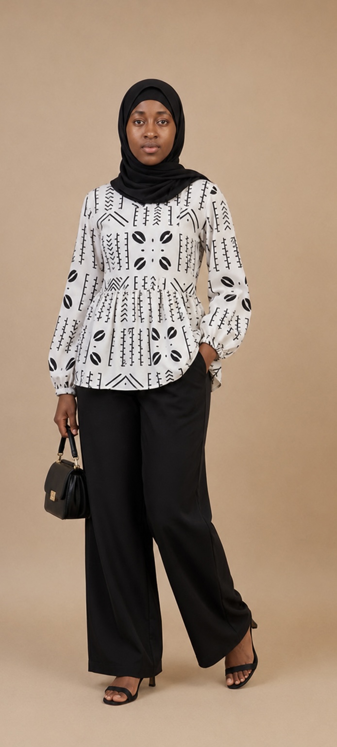 Hani Top & Palazzo Set — White & Black