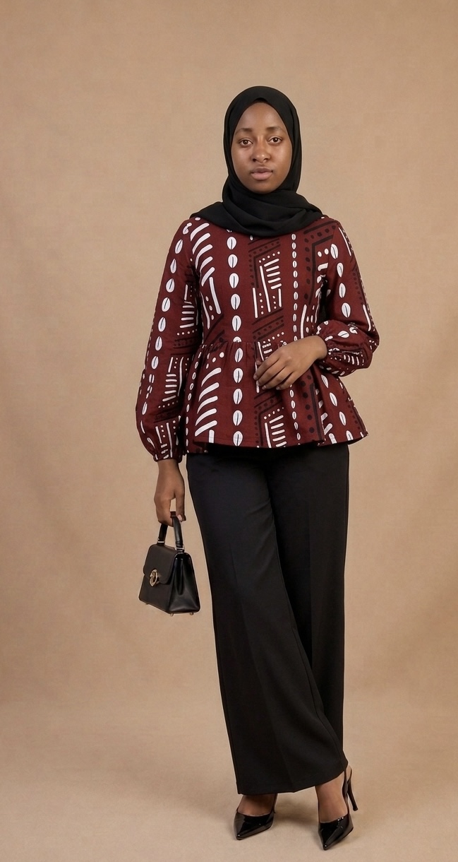 Hani Top & Palazzo Set — Burgundy & Black