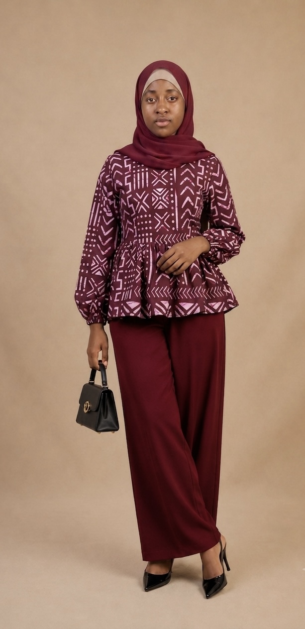 Hani Top &amp; Palazzo Set — All Burgundy