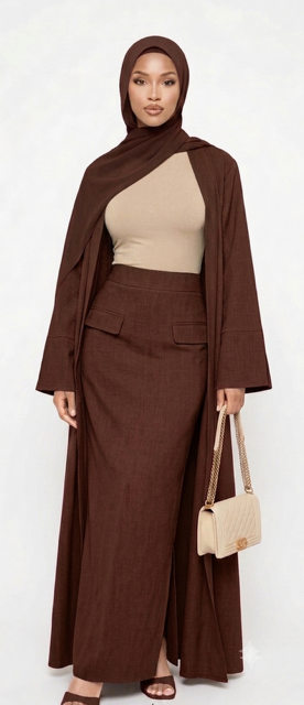Hani Puffed Corset Dress — Chocolate Bogolan