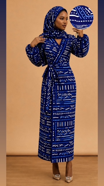 Hani Wrap Dress — White Bogolan