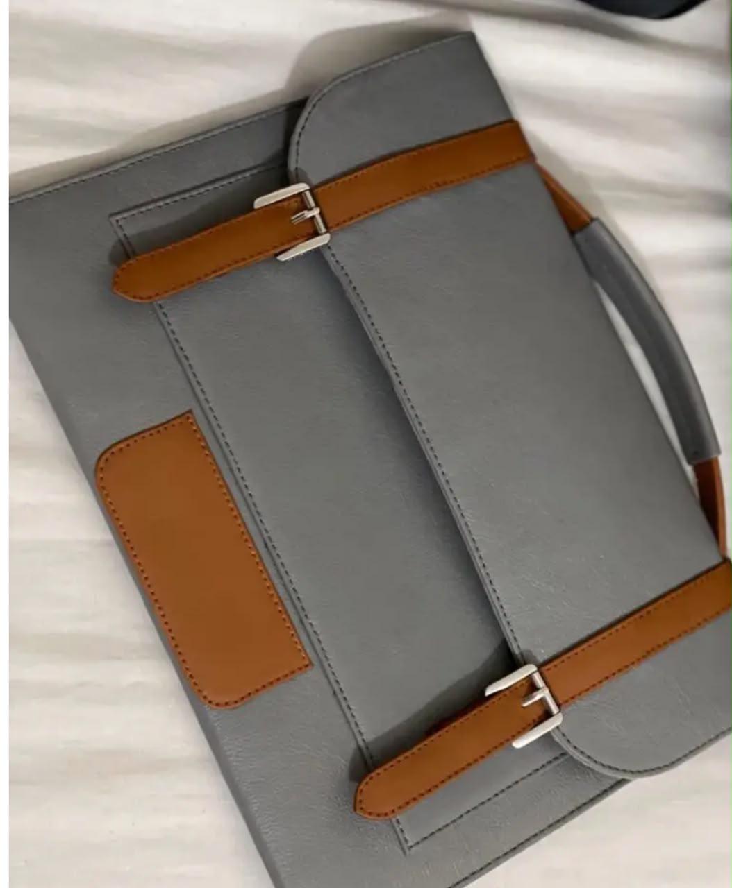 Grey and Tan Laptop Bag