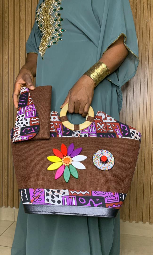 SAC+POCHETTE VIP — Chocolat Bogolan