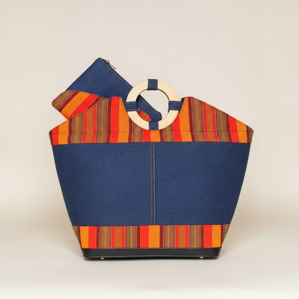 SAC+POCHETTE VIP — Denim &amp; Kente Soleil — vue 2