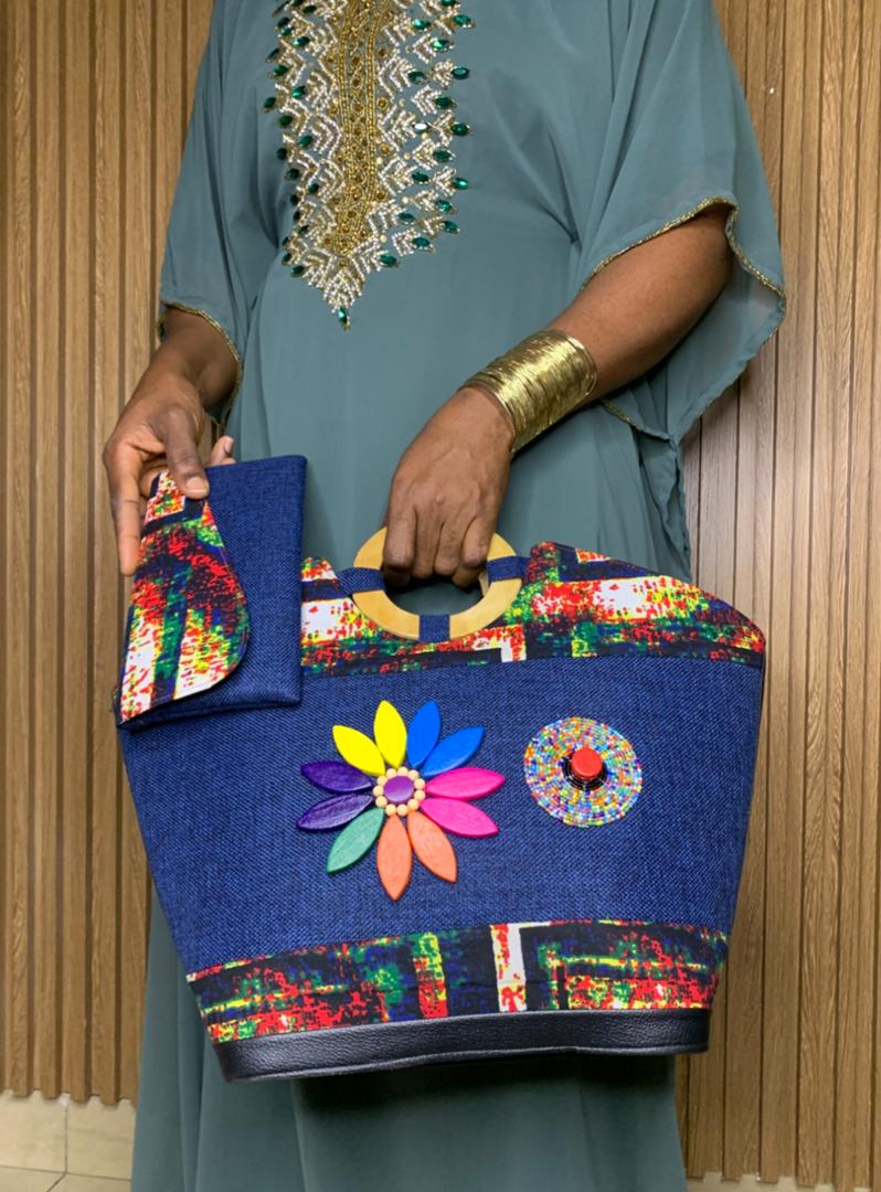 SAC+POCHETTE VIP — Denim Splash Arc-en-ciel