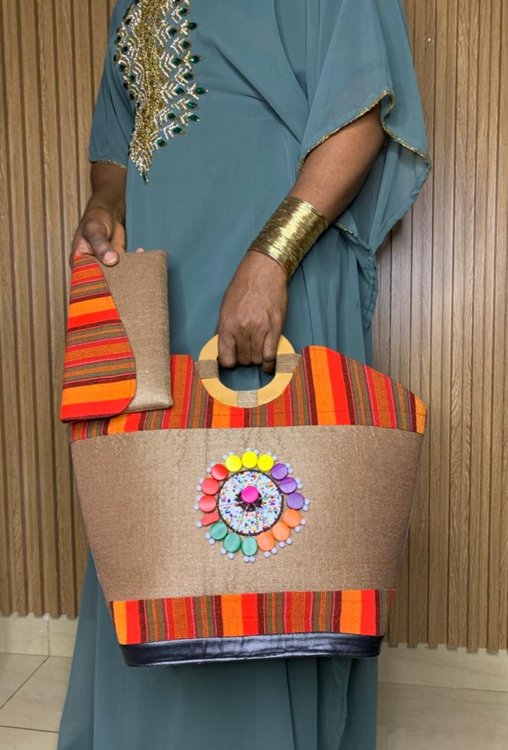 SAC+POCHETTE VIP — Naturel Kente Mandala