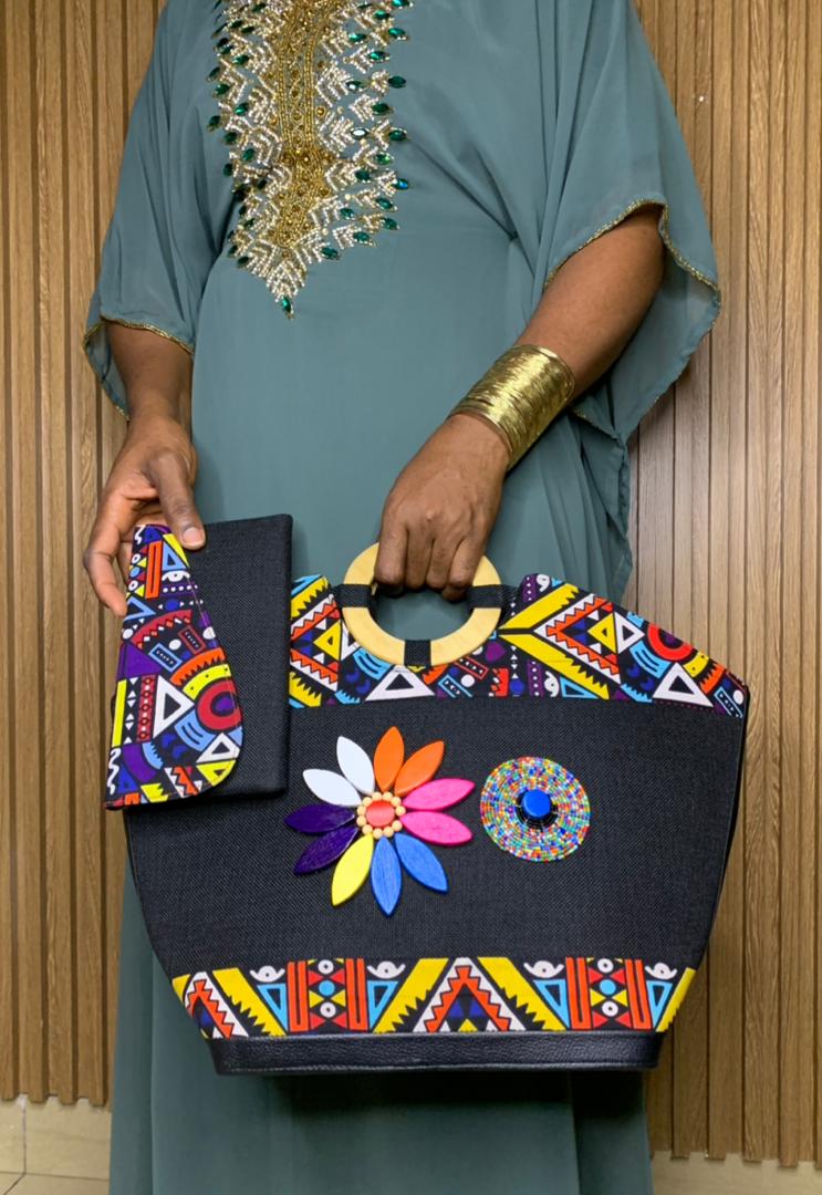 SAC+POCHETTE VIP — Nuit Bogolan Géo