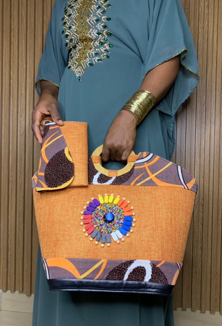 SAC+POCHETTE VIP — Orange Soleil Arabesque